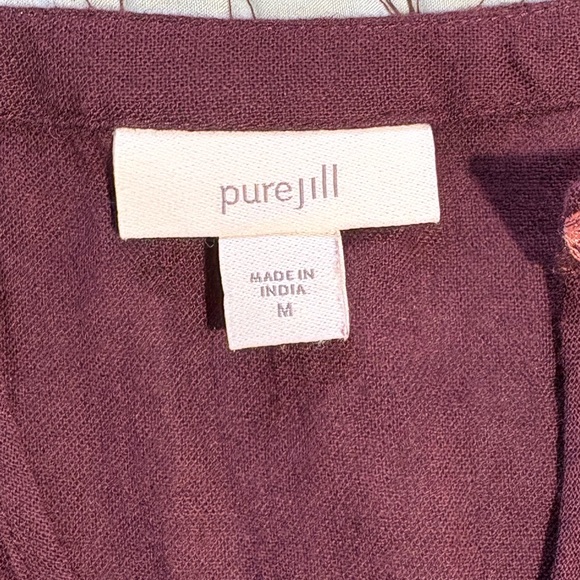 PURE J JILL Embroidered 100% Cotton V-Neck  Tunic in Berry-Inspired Açaí Sz M💚 - Picture 8 of 11